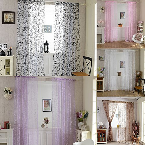 LianLe Schmetterling Druck Gardine Vorhang Transparent Schlaufenschal Dekoschal 100x200 cm für Wohnzimmer Hochzeit Party Deko