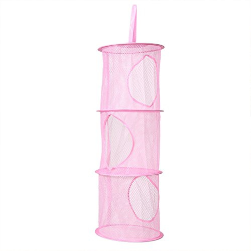 Mesh Hängender Speicher Korb, 3 Tier Zusammenklappbare Network Storage Raum speichern Beutel Organisator für Spielzeug, Kleidung usw