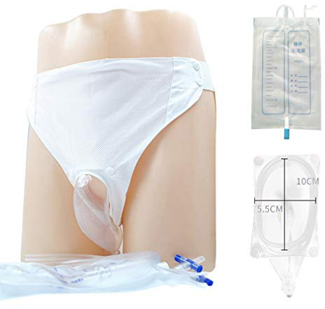 Orinal De Bolsa De Orina Usable, Reutilizable Hombres/Mujeres/Viejo Hombre Transpirable Calzoncillos Silicona Estancos Urinario Sistema, Bolsas De Drenaje De Orina Para Incontinencia De Orina,Oldman