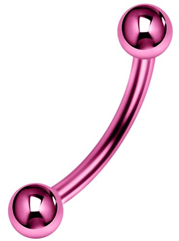 Monster Piercing Bunte rosa Neon eloxiert 16 Gauge - 10MM L?nge Banane mit Kugel Augenbraue Piercing Schmuck