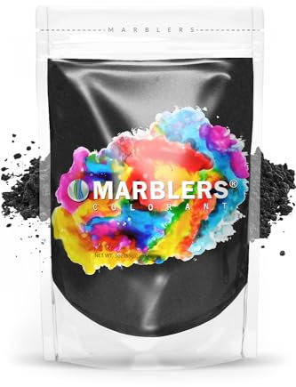 MARBLERS Black Mica Powder [True Black] 3oz (85g) | Cosmetic Grade | Epoxy Resin Pigment | Dye | Non-Toxic, Vegan, Cruelty-Free | Lip Gloss, Nails, Body Butter | Bath Bomb, Candle & Soap Making