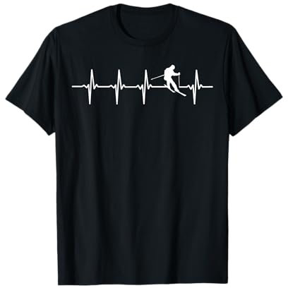 Skifahren Herzschlag Heartbeat T-Shirt | Skifahrer Geschenk T-Shirt