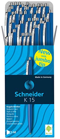 Schneider Kugelschreiber K15, Schreibfarbe blau, 50 Stück blau (Schreibfarbe: Blau)