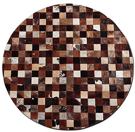 Braun Runde Kuhfell Teppiche Patchwork kuhfell Decke Deko Kuhhaut Teppiche for Wohnzimmer Schlafzimmer Kinder-Zimmer Modern Design Home Decor