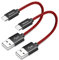 CLEEFUN Cable USB C Corto (0,3m 2 Pack), Cable USB Tipo C de Carga Rápida, Ultra Resistente Nylon Cable para Samsung Galaxy S10 S9 S8 A40 A50 A70 M20 M30s, Mi 8 9 9T, Red-mi Note 7 8, Moto G6 G7