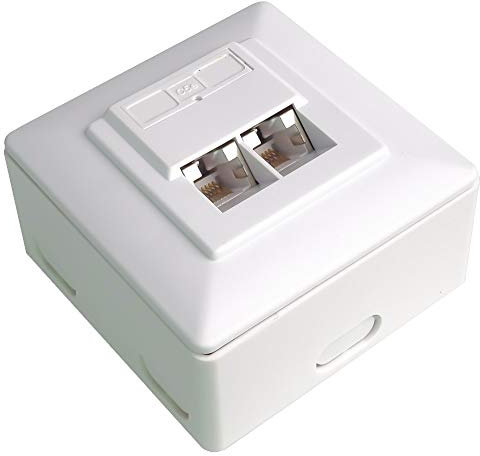 PremiumCord Prise Murale 2 Prises RJ45, Cat5e STP blindée, Blanche
