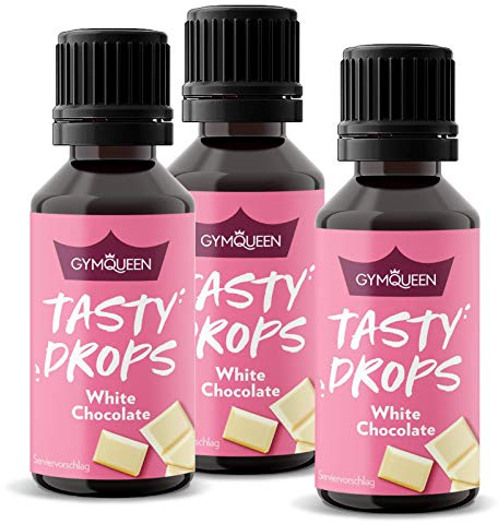 GymQueen Tasty Drops, Weiße Schokolade, 3x30ml, Flavour Drops ohne Kalorien