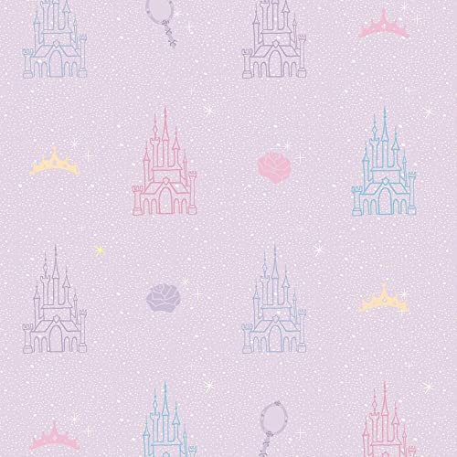 RoomMates RMK11781RL Disney Princess Castle Tapete zum Abziehen und Aufkleben, Violett und Rosa