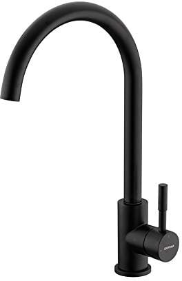 GRIFEMA, G4008B Grifo de Cocina, 360 Grados Giratorio Cocina Monomando Fregadero Agua Fría y Caliente, Negro