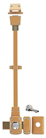 THIRARD - Verrou à bouton Mirage 6 pour porte d'entrée, cylindre 45mm, tringle 2 pts en acier, haut, droit, 3 clés, bronze
