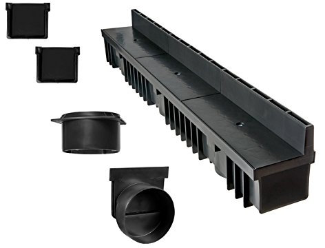 Schlitzrinne Set | 4 m | Typ 70 (Höhe 158 mm) | schwarz (Entwässerungsrinnen)