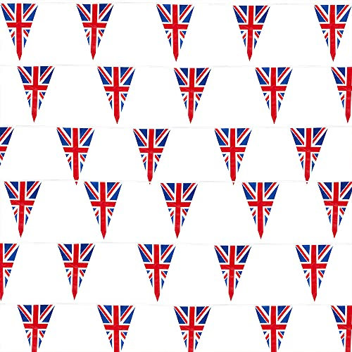Wimpelkette mit 50 dreieckigen Flaggen, Motiv: Union Jack, 20 m