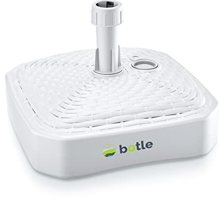 Schirmständer Schirmhalter Sonnenschirmständer Weiß Ständer aus Kunststoff Quadratisch Form zu Garten Terrasse Strand Rattan Sonnenschirmfuß befüllbar mit Sand Wasser oder Kies Sonnenschirm Flagge Ma