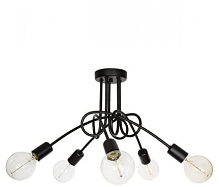 Light-Home Edison Deckenbeleuchtung Lampen Deckenlampen - Deckenlampe Industrial für Wohnzimmer Schlafzimmer und Esszimmer aus Metall - Pendelleuchte 5-Flammig - Schwarz