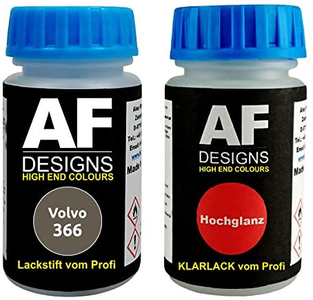 Alex Flittner Designs Lápiz de pintura compatible con Volvo 366 Glamour Grey Metallic + laca transparente, 50 ml cada uno