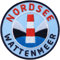 2 x Nordsee Wattenmeer 62 mm gestickt/Patch Patches Abzeichen Aufbügler Aufnäher Bügel-Flicken Applikation zum Aufbügeln Aufnähen auf Kleidung Rucksack/Leuchtturm Meer Strand Küste Urlaub