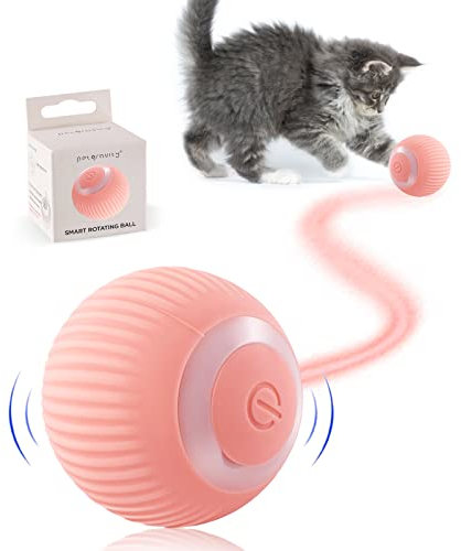 Havenfly Jouet de Balle Interactif pour Chat, Puzzle de Boule Mobile Automatique Intelligent d'IntéRieur USB Chargeant Le Jouet d'animal Familier, Cadeau d'amusement pour Le Chaton (Rose)