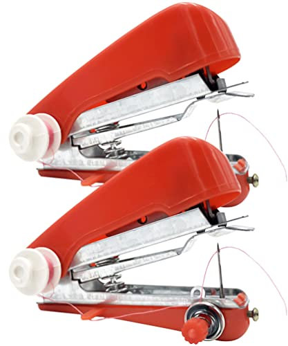HOMSFOU 2piezas Mini Máquina De Coser Manual Portátil Herramienta De Costura Pequeña Y Práctica para Hogar Y DIY para Materiales Gruesos Y Delicados