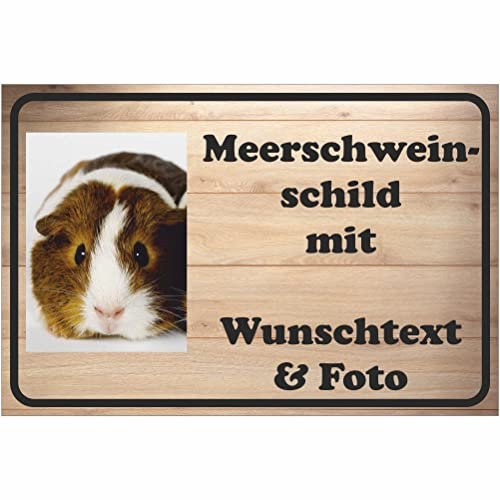 INDIGOS UG - Alu-Dibond Schild - Meerschwein - mit Wunschtext und Foto - Spruch - Design Deko Geschenkidee individuell personalisiert - Schilder selbst gestalten