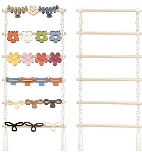 SNOWSTAR Makramee-Haarklammer-Organizer, Hängender Haarspangenhalter und Aufbewahrung für Frauen und Mädchen, Krallenklammer, Heimdekoration für Wand, Tür, Schrank