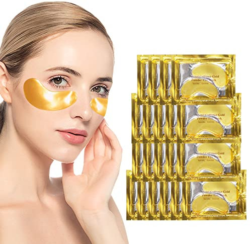 Augenpads, 20 Paar 24k Gold Augenmaske Eye Pads,Masken Beauty für Under Eye Patches, Augenpflege Anti Falten,Entfernen von Tränensäcken Augenringen und Feuchtigkeitsspendend