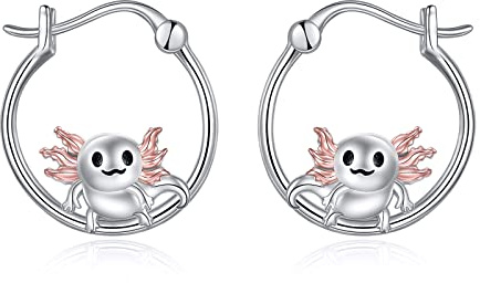 Axolotl Ohrringe/Ohrstecker/Creolen 925 Sterling Silber Tier Schmuck Geschenk für Frauen Damen