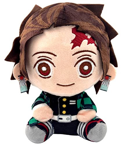 WKxinxuan Demon Tanjiro Kuscheltier, Anime Kimetsu Plüschtier, 20 cm Sitzender Plüsch für Jungen Kinder, Weihnachts Spielzeug Geschenke