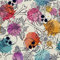 HEKO PANELS Stoff Oxford Wasserdichte Meterware Canvas-Stoff Polyester Stoff Zum Nähen Nähstoffe Möbelstoffe Dekostoffe Handwerken Wasserabweisend Blickdicht Schädel Blumen 1 Meter 155 x 100 cm
