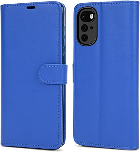 NWNK13 For Motorola Moto G22 Case Leather Wallet Book Flip Stand View Phone Cover with Card Holder Slots Compatible with Motorola G22 (Blue)