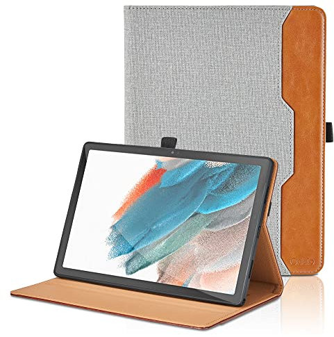 Custodia per Samsung Galaxy Tab A8 2021/2022 10.5 pollici (SM-X200/SM-X205) Pelle Tablet Case, Multi-angli Supporto Pieghevole Cover Protettiva con Tasca, Pencil Loop, Auto Sveglia/Sonno - Grigio