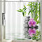 Vgzsyomqib 3D Zen Duschvorhang Antischimmel Wasserdicht für Badewanne Natur Orchidee Stoff Vorhang Shower Curtains 240x200 Lang Grün Bambus Weiß Duschvorhänge Waschbar Textil mit Haken