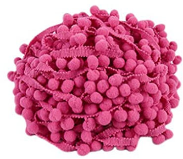 SHTGOI 5 Yards Pomponborte Bommelborte Bommel Fringe Band Fransenborte Pomponband Bommelband Pompom Fransenbesatz Pom Poms Quaste Borte Zierborrte für Kleidung Vorhang Dekoration Dunkelrosa