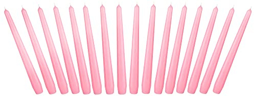 BRUBAKER 24 cm Spitzkerzen für Kerzenständer und Kerzenhalter - 16 Stück | Lange, tropffreie Deko Kerzen mit langer Brenndauer - Leuchterkerzen Set Rosa