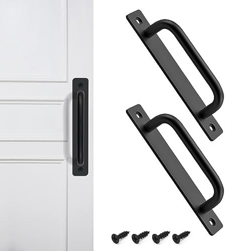 JJWNMLL Lot de 2 poignées d'armoire noires en alliage d'aluminium pour porte de cuisine (2, trous noirs mats perforés 18 cm)