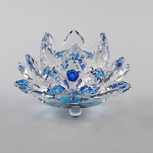BBTISG Kristall-Lotusblume, dekorative Glas-Lotusblumenschale, Funkelnde Kristall-Lotusblume für Zuhause, Hochzeiten und Jahrestage (Blau)