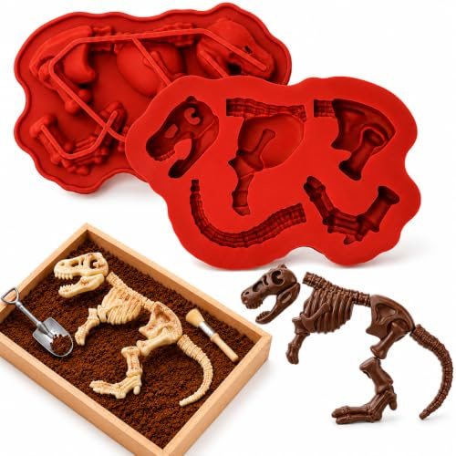 Crethinkaty Dinosaurier-Schokoladenformen, Silikon, Dinosaurier-Knochen, antihaftbeschichtet, lebensmittelechte Silikonformen für Kinder, lustige Formen, DIY-Backwerkzeug für Schokolade, Süßigkeiten,