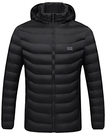 Winterjacke Damen Pullover Strickkleid Hoodie y2/k Herren Outdoor Mantel Jacke Warme Solide Waschbare Jacke Mäntel Beheizte Warme Reißverschluss Kapuzenjacke Mit Taschen Imprägnierspray (Black, XL)