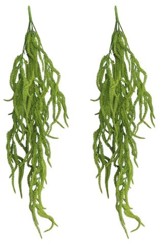 Shirfloral Künstliche Hängepflanzen, künstliche Perlenschnur, grüne Amaranthusblume, Wandbehang, Tränen, Hochzeit, Haus, Garten, Dekoration, 2 Stück