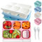 MEEYUU Bento-Lunchbox für Erwachsene und Kinder, 5 Fächer, Lunch-Behälter für Erwachsene mit Utensilien, wiederverwendbare Frischhaltedosen mit transparenten Deckeln, mikrowellengeeignet, 4 Farben, 4