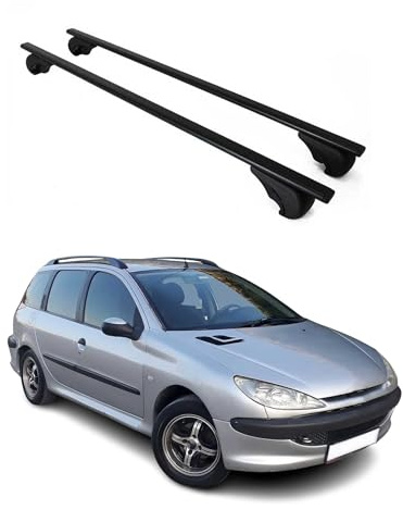 OMAC Dachträger für Peugeot 206 Kombi 2001-2009 Stahl 2 Stangen Schwarz