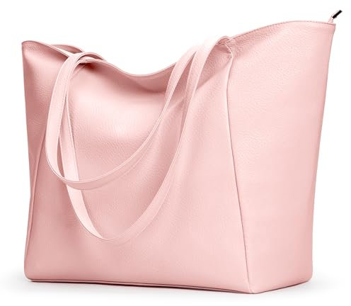 KALIDI Handtasche Sac fourre-tout pour femme en cuir PU avec doublure intérieure, Rose, 36x35x17cm (LxWxH), Classique et décontracté