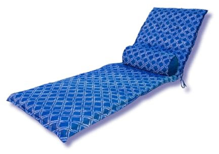 Coussin de Transat avec Traversin - 195x60x5 cm - Déperlant, Résistant aux UV et Confortable - Matelas pour Chaise Longue et Bain de Soleil - Motif Nautique Bleu - DÉCO Arts