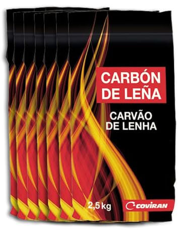 Anakel Home Carbón de Leña para Barbacoa Coviran, Carbón Vegetal Especial Parrilla Barbacoa | 7 Sacos de 2,5kg