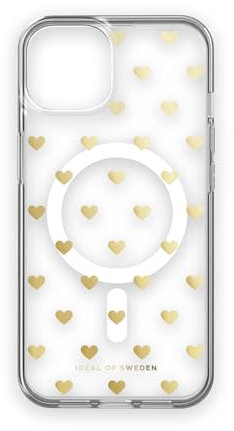 IDEAL OF SWEDEN Durchsichtige Handyhülle mit erhöhten Kanten, Magnetische Handyhülle kompatibel mit Magsafe iPhone-Hülle, für iPhone 13 und iPhone 14 (Golden Hearts)
