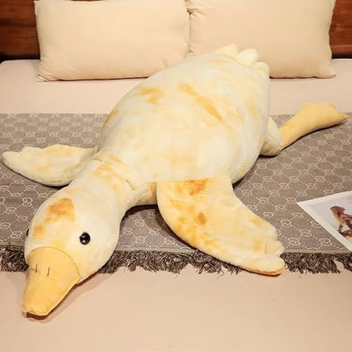 50-160 cm Riesige Gans Plüschtiere Große Ente Puppe Weiches Kuscheltier Schlafkissen Kissen für Kinder und Mädchen (Gelb, 130CM)