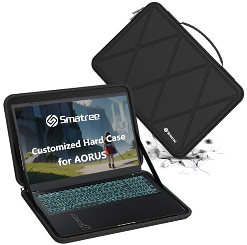 Smatree Housse de protection rigide en EVA compatible avec ordinateur portable de jeu GIGABYTE G6 KF/MF 2024 16 étanche et antichoc (X8287)