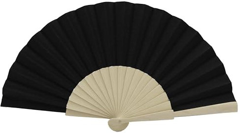 MAPIMANIA - Ventaglio Legno Pieghevole in Tessuto Color Nero, Ventagli Matrimonio Personalizzati, Ventaglio Giapponese Resistente, Gadget Cerimonia