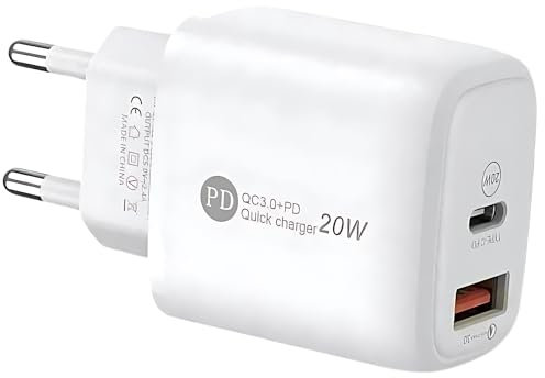 20W USB C Ladegerät,QUIKZ USB C Netzteil QC 3.0 Schnellladegerät Kompatibel mit Google Pixel 8 Pro,iPhone 14 Pro Max 15, Google Pixel 8/7/7 Pro/6/6 Pro/6a, Samsung Galaxy Dual Port Wandladegerät
