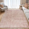BSGIFT Teppich Kurzflor 140x200 Vintage Blumen Floral Hellrosa, Waschbarer Teppich Wohnzimmerteppich rutschfest Teppich Landhausstil für Schlafzimmer Küche Esszimmer Outdoor, Super Weich Carpet