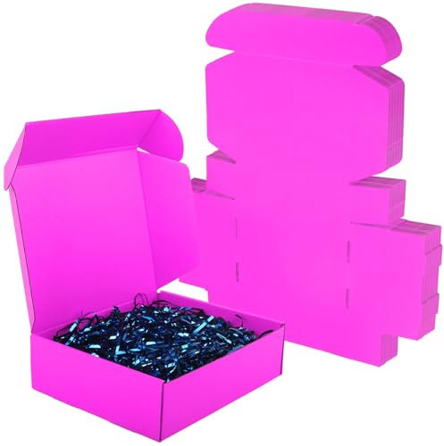 Versandkartons aus Karton, recycelbare Versandkartons, Aufbewahrungsboxen, farbige Wellpappe für kleine Lagerung, umweltfreundliche Geschenkverpackung, 24 x 20 x 7 cm, Rosa, 15 Stück